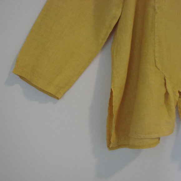 Vivian Shyu Linen Tunic Top Made in Italy Lagenlook Mustard Yellow XL XXL 1X 2X - Picture 8 of 12